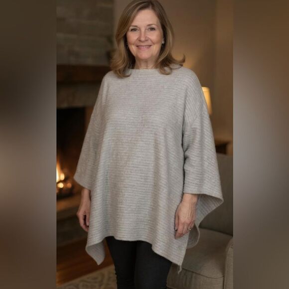 Cynthia Rowley Grey Sweater Cape Poncho Size OS - Picture 1 of 5